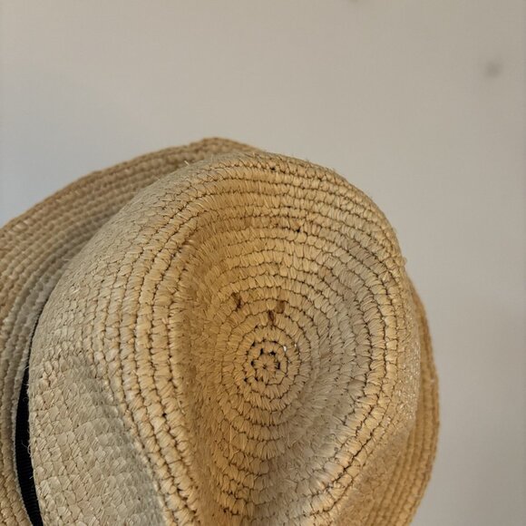 J. Crew Women's Packable Straw Hat F1722 Size S-M Black Ribbon Travel Resort NWT - Picture 6 of 13